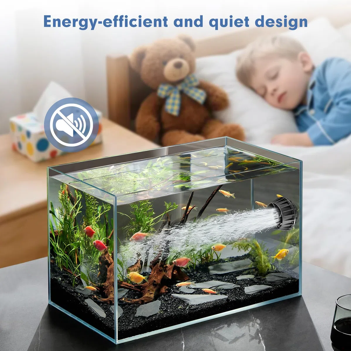 Bomba de Flujo para Acuario, Bomba de Circulación Mini 12W con 5 Modos & 10 Velocidades, Caudal 8000L/H, Magnética para Acuarios hasta 80cm – Bluetooth & Sensor de Luz | Con 5 modos y 10 niveles, bomba de flujo magnética de 12 W para acuarios de hasta 80