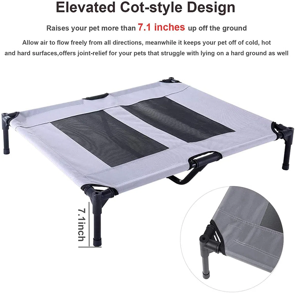 PawfectPals Cama elevada para mascotas para interiores y exteriores con pantalla desmontable (grande)