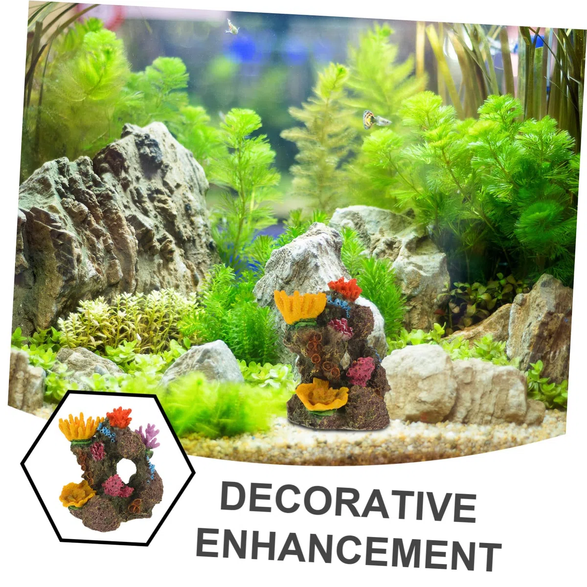 Mipcase Decoración Acuario Coral Artificial Resina Grande Casa Escondite Peces Ornamentación Paisaje Marino