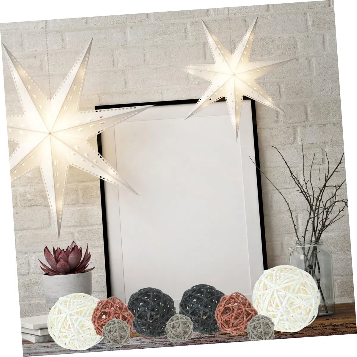 Cabilock 144 Piezas Decoración de Bolas de Mimbre Takraw batería de Luces de Hadas Bolas de Musgo árbol Juguetes para Mascotas Colgante de Bolas de ratán Manualidades Creativas Rota