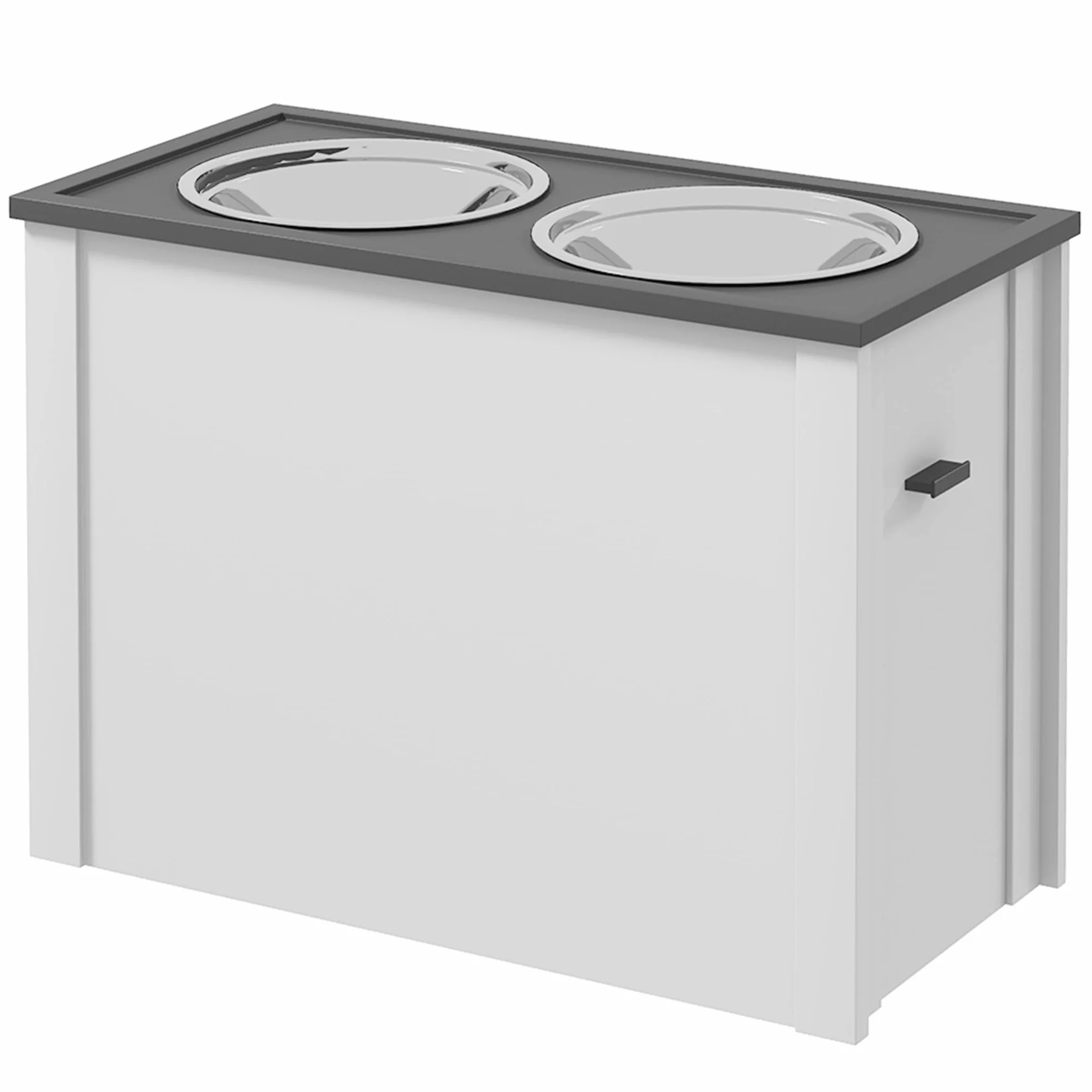 Comedero para perros PawHut, estación de alimentación para perros con espacio de almacenamiento, bebedero, soporte para comederos con cuencos de acero inoxidable de 2 litros, soporte para comederos de | Cuenco para agua, 2 cuencos de acero inoxidable de 2
