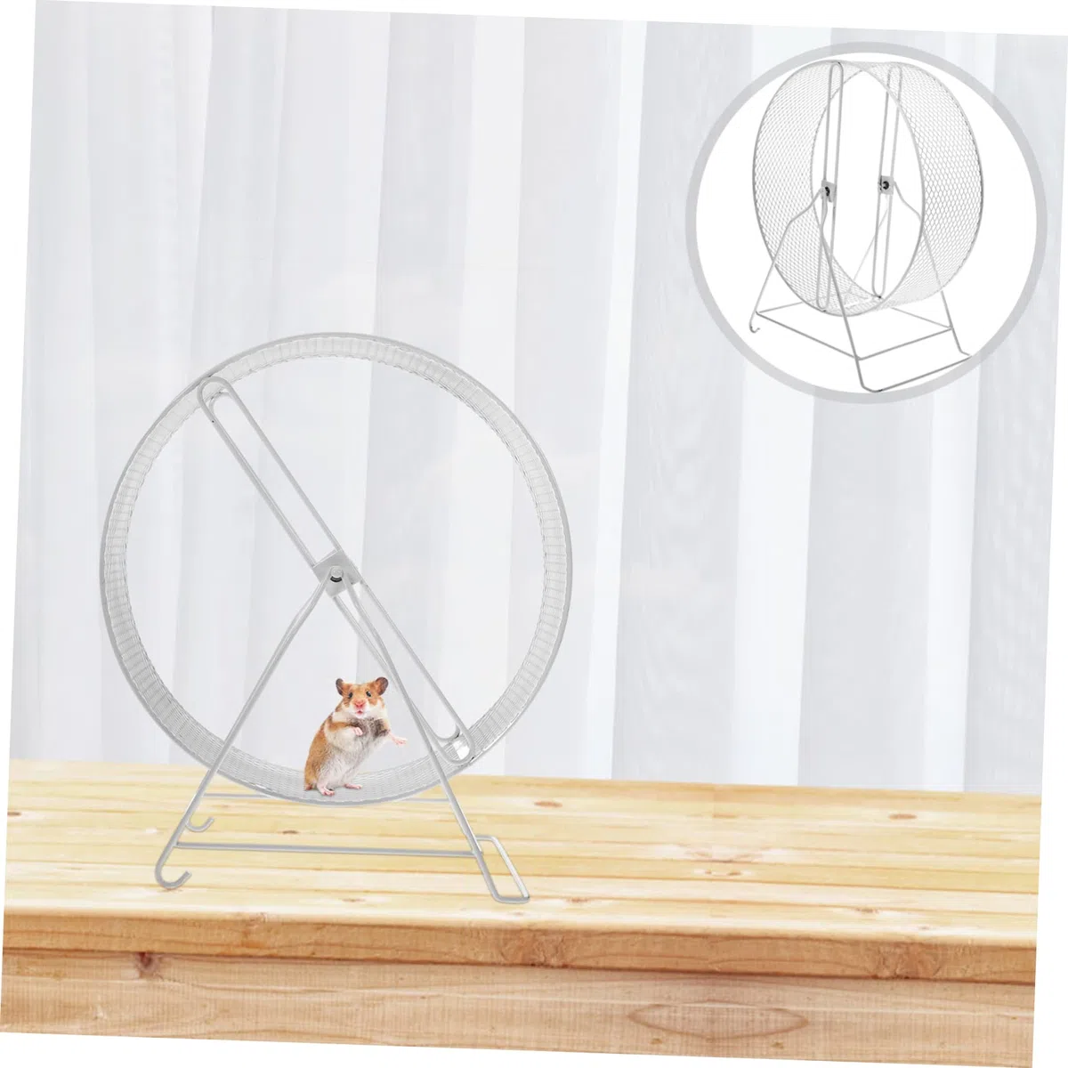 Yardwe Rueda de Ejercicio para Hámster y Erizo, Juguete de Hierro Blanco, Confiable para Correr y Hacer Ejercicio en Casa, Accesorio para Mascotas