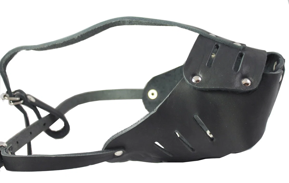 Bozal de piel auténtica para perro #130, color negro – Rottweiler, Boxer (circunferencia 34,3 cm, longitud del hocico 8,9 cm)