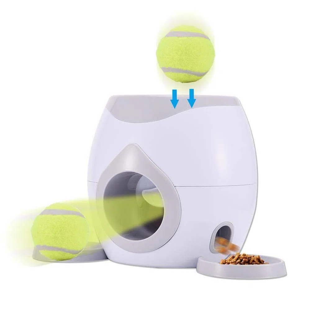 Juguete del alimentador de Pelotas para Mascotas, Juguete del Lanzador de Pelotas de Tenis para Mascotas, Alimentador automático para Mascotas Fetch Lanzador de Pelotas de Tenis Juguetes de