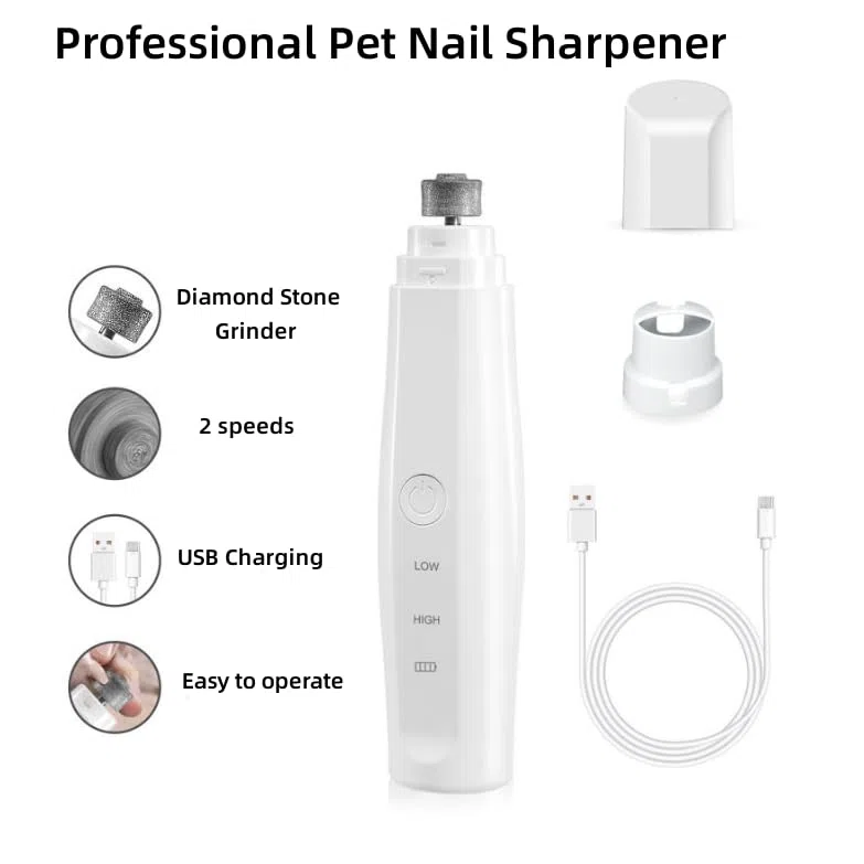 Molinillo de uñas silencioso para perros y gatos, kit de aseo para perros, ángulo de pulido seguro de 45° y tecnología súper silenciosa, para perros grandes, medianos, gatos, cuidado de uñas de