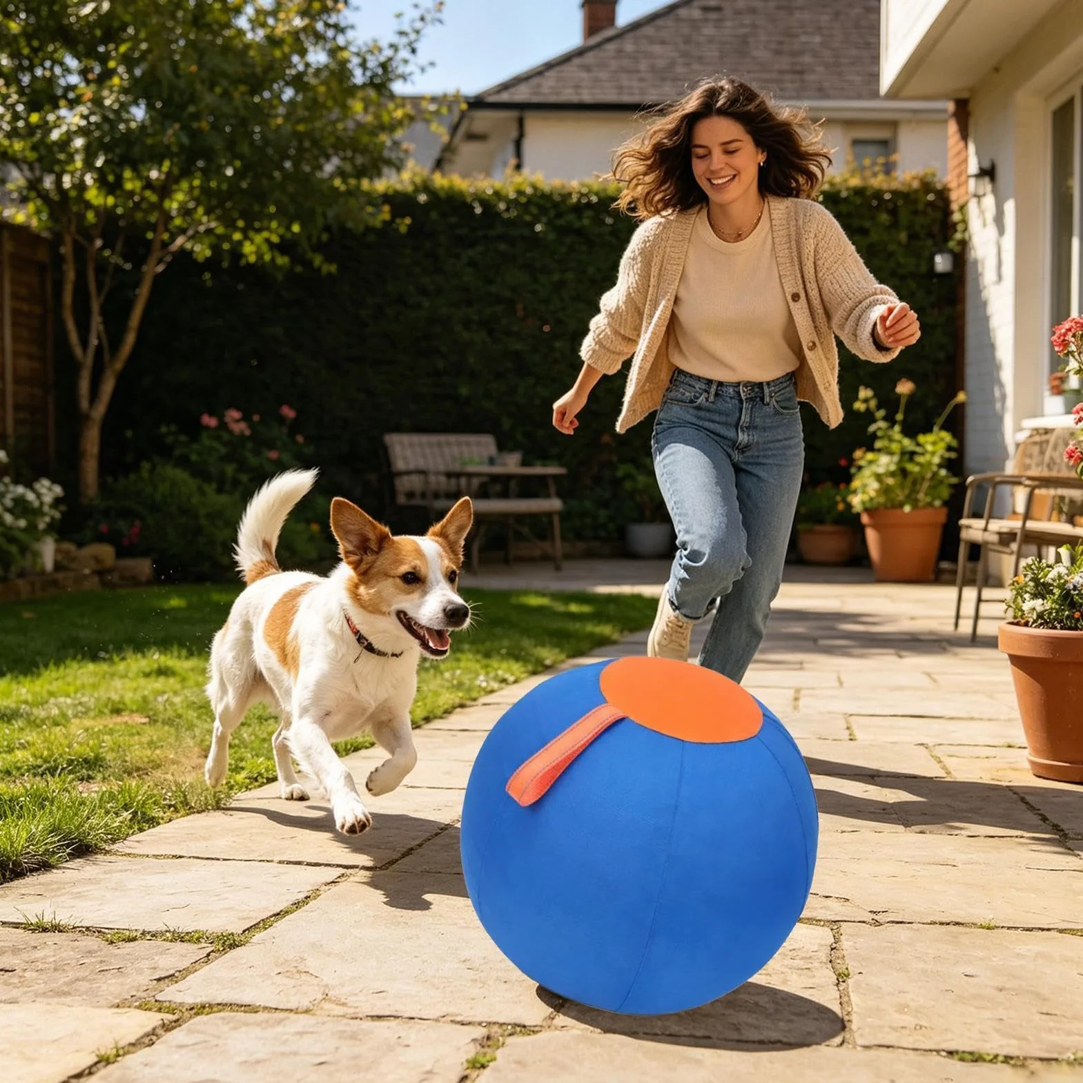 Pelota de Pastoreo Hinchable Resistente A Desgarros, Inflable, De Intensivo | Pelota Juego Mascotas Juguete Adiestramiento Canino Para Deportes Al Aire Libre Parque Patio Jardín Césped