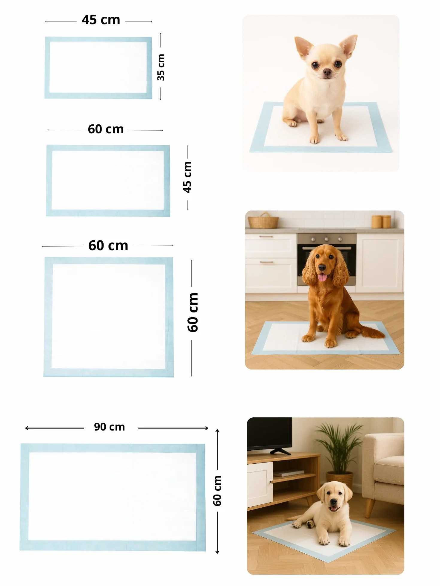 35x45 cm 400 Piezas Empapadores Higiénicos para Perros Cachorros 6 Capas Superabsorbentes Impermeables Secado Rápido Entrenamiento e Incontinencia