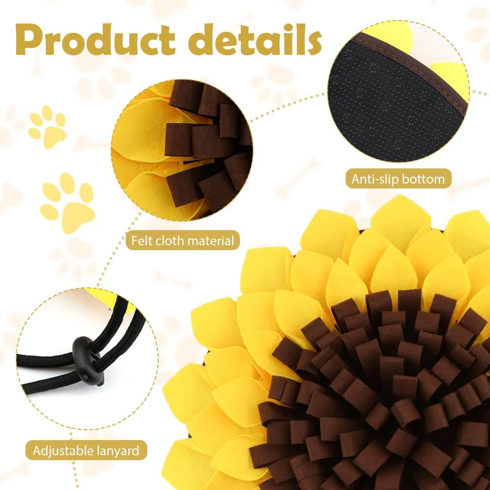NINEFOX Alfombrilla de olfateo para perros, alfombrilla de alimentación para mascotas, almohadilla de olfateo para cachorros, alfombrilla de olfateo en forma de girasol, juguetes interactivos para