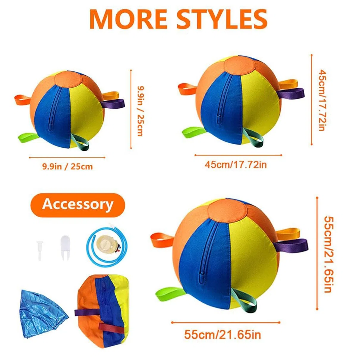 Pelota Gigante Relajante para Perros, 25,4x45,7x55,9 cm. Pelota Gigante de pastoreo con lengüetas y Asas, Pelotas Gigantes de pastoreo para Perros, Pelota de Ejercicio Resistente para L:55cm/21.65in