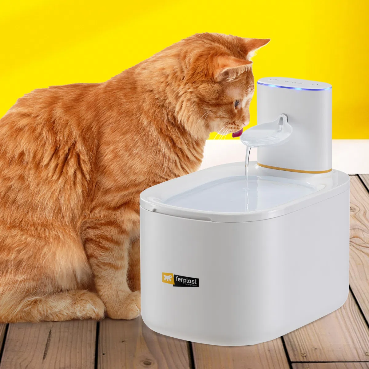 Ferplast Fuente para Gatos y Perros Pequeños Astra, Fuente de Agua para Gatos Inalámbrica, Dispensador de Agua para Gatos Recargable, Sensor de Movimiento, 3 L, Filtro de Tres Etapas, USB-C Incluido