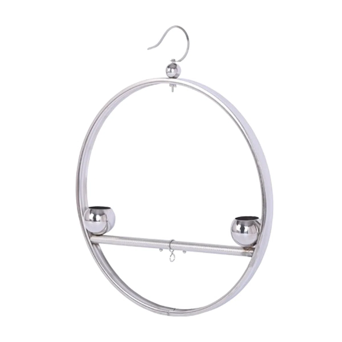 Perchas para Aves de Interior Estante Decorativo Colgante De Acero | Percha Circular De Entrenamiento Con Gancho Y Comederos Para Jaulas de Mascotas Interior Exterior Ventana Balcón Jar