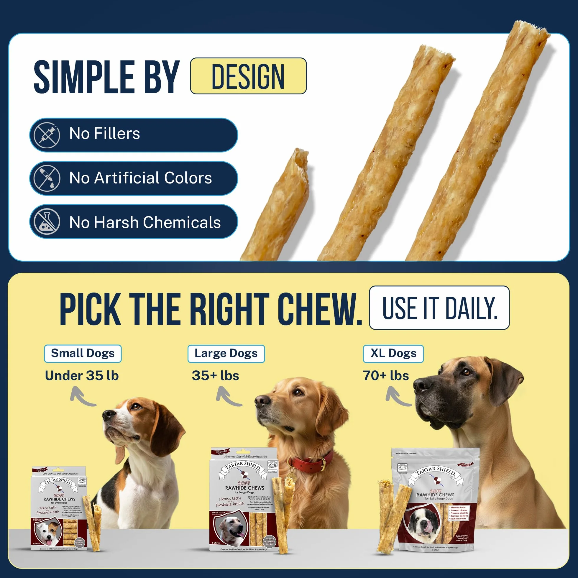 Tartar Shield Rawhide - Mascarilla suave para perros de talla pequeña