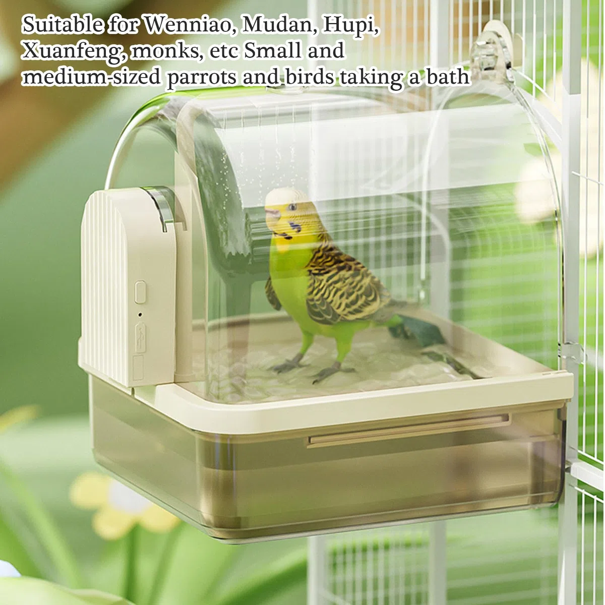 Smarted-Baño para Pájaros con Circulación De Agua Ahorro Espacio Práctico Baño Colgante Jaula Accesorio La Salud Las Aves