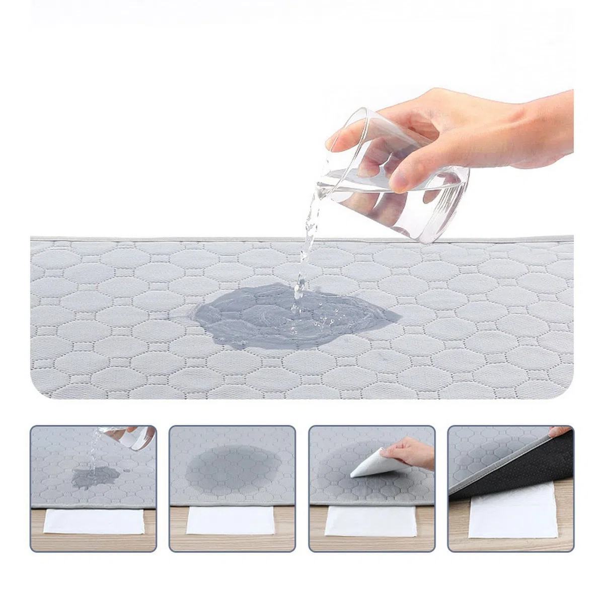 Almohadilla de Entrenamiento Lavable y Reutilizable Alfombra Superabsorbente para Cachorro Apto para Perros y Gatos Caqui, 90 x 150 cm