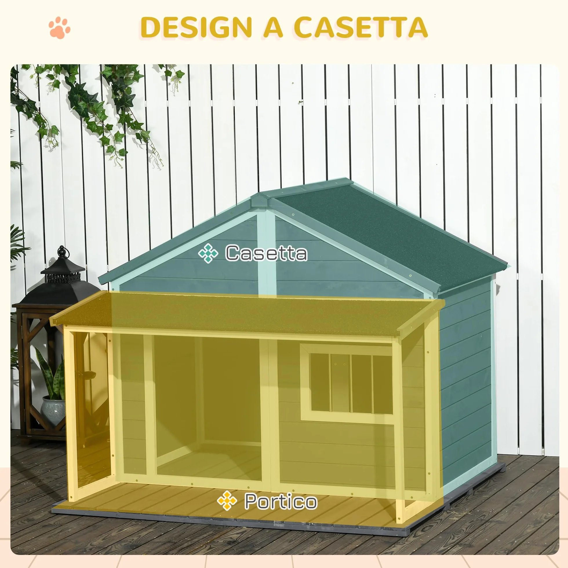 PawHut caseta de Madera para Perros de Exterior, caseta para Perros medianos y pequeños con terraza, Ventana y Techo Impermeable, 124x112x105cm, Gris | Techo de betún, caseta para perros de madera maciza, ventana, terraza