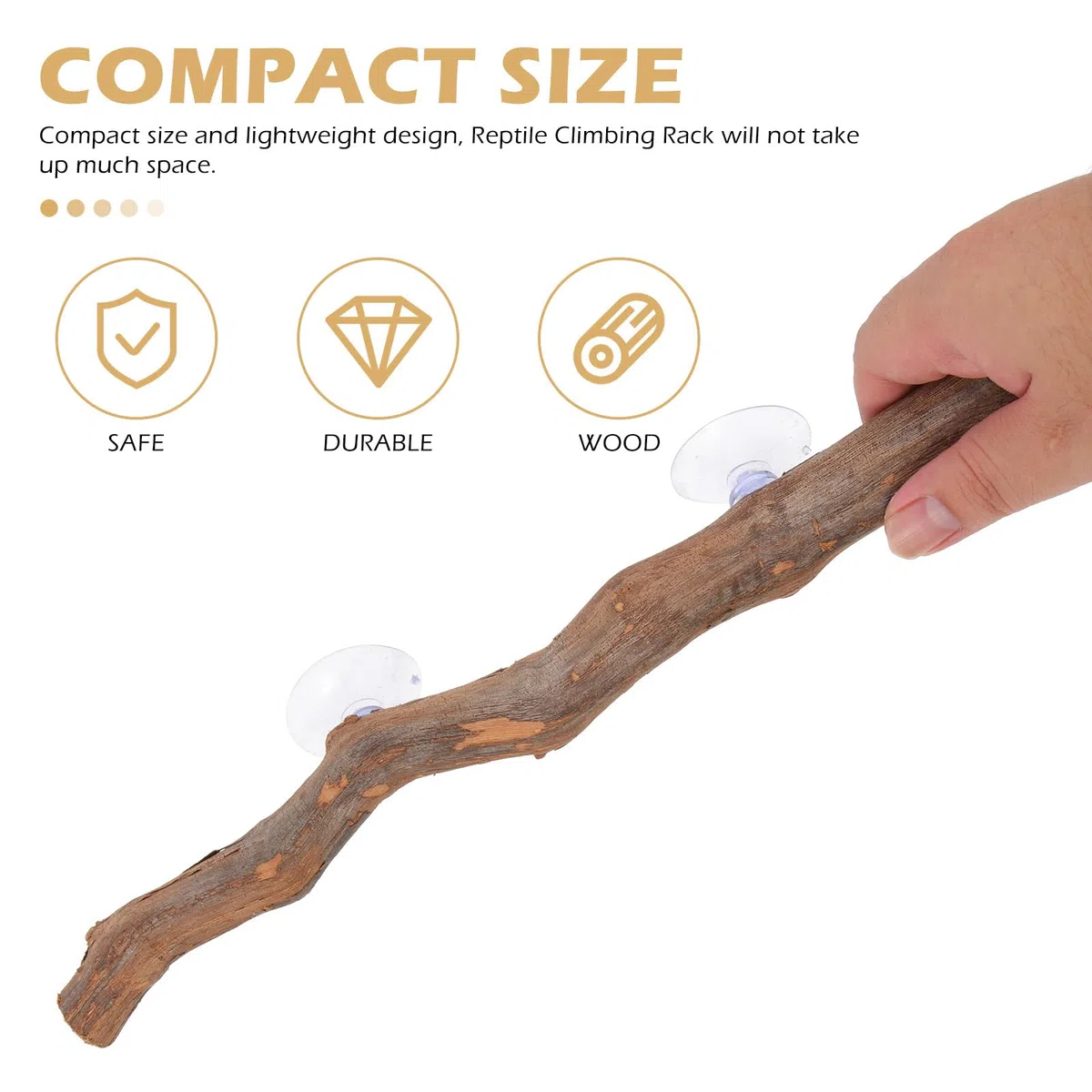 Rama De Árbol De Madera para Reptiles y Dragón Barbudo Ventosa, Juguete De Escalada De Madera Natural, Soporte De Pie Decorativo para Terrario, Accesorio para Reptiles Domésticos