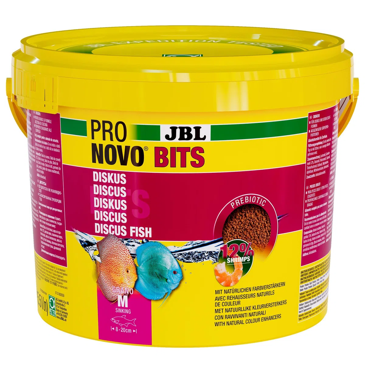 JBL PRONOVO bits Grano, pienso primario para Peces y cíclidos de 8-20 cm, alimento para Peces gránulos, Talla M, 5500 ml