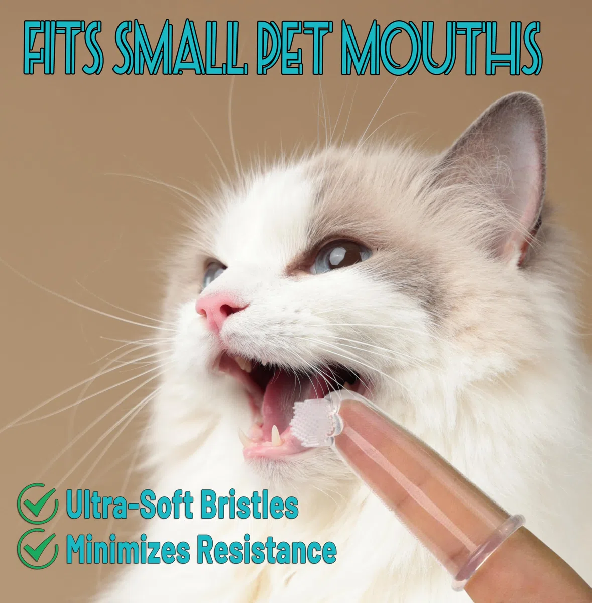 E.M&S.T by Emmeliestella - Kit de cepillo de dientes para perros y gatos pequeños, micro cabeza, cepillo de dientes para gatitos, cepillo de dedos, kit de iniciación, diseño redondo y puntiagudo,