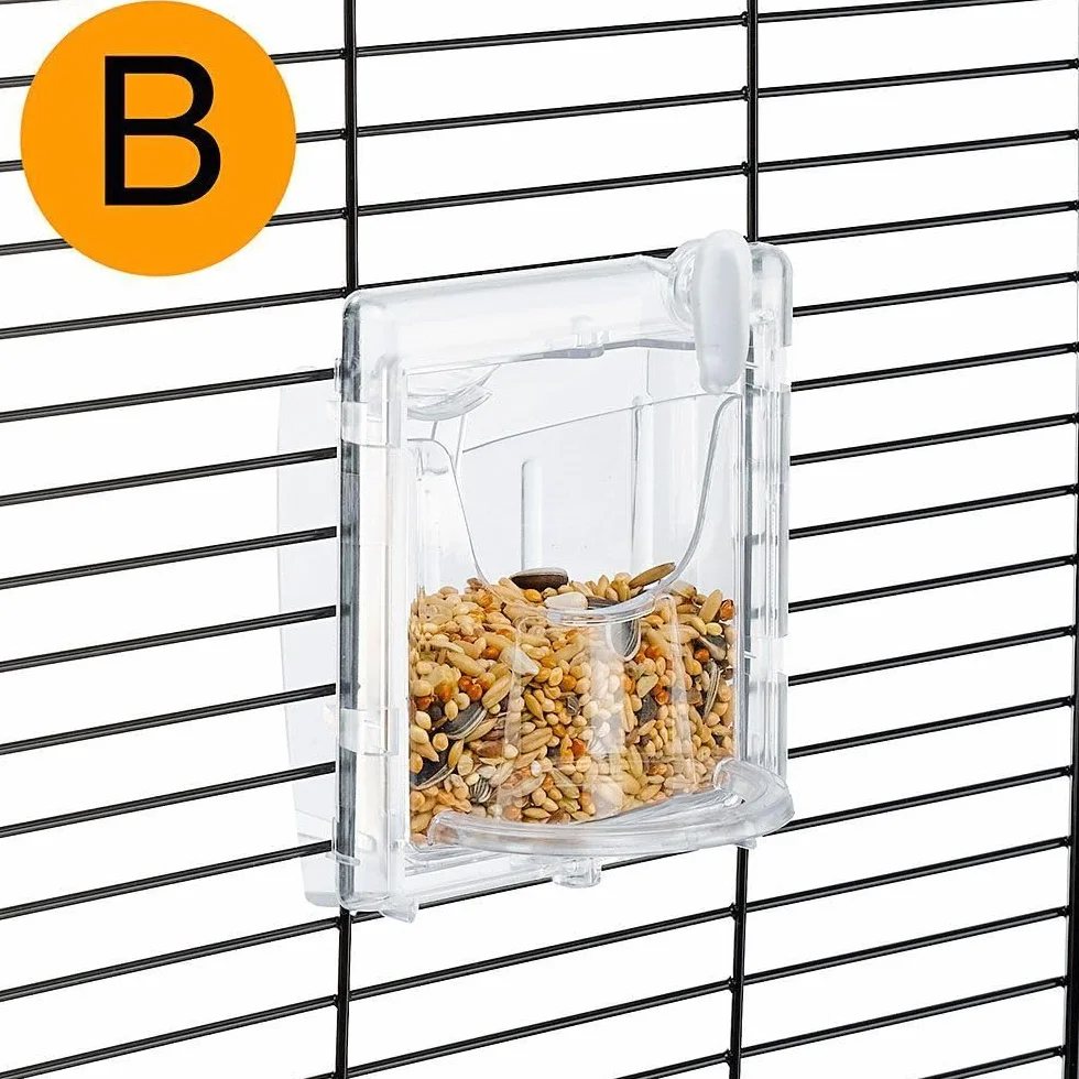 Ferplast Gabbia per canarini e piccoli uccelli esotici GIUSY Gabbietta rettangolare per uccellini, Completa di accessori e mangiatoie girevoli, robusto metallo verniciato Bianco e fondo in plastica Rosso, 39 x 26 x h 37 cm