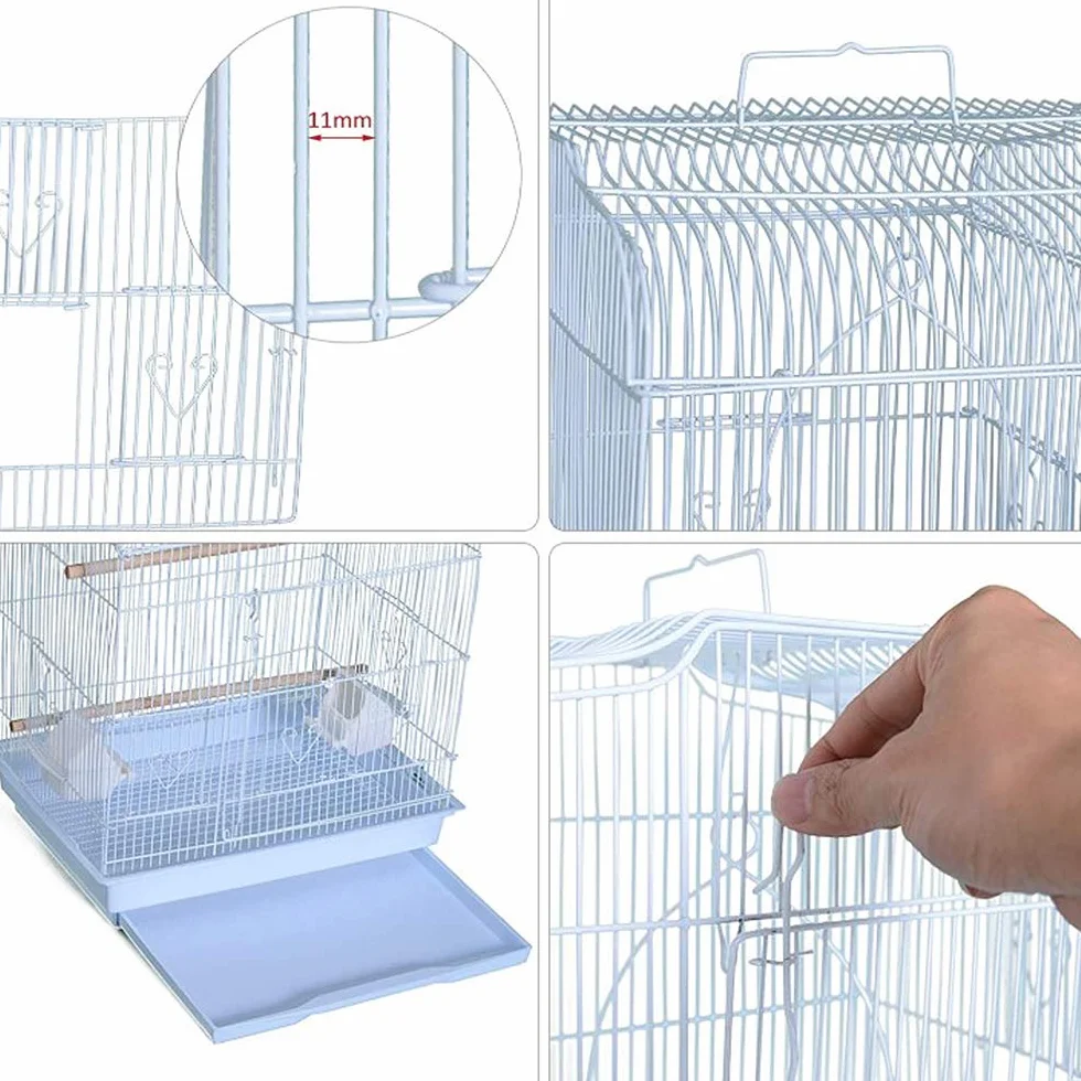 Jaula para Pájaros Jaula Metálica para Mascota Aves Loros Canarios con Teche Abierto Jaula Aves Metal (46 * 36 * 92 cm (Blanco))