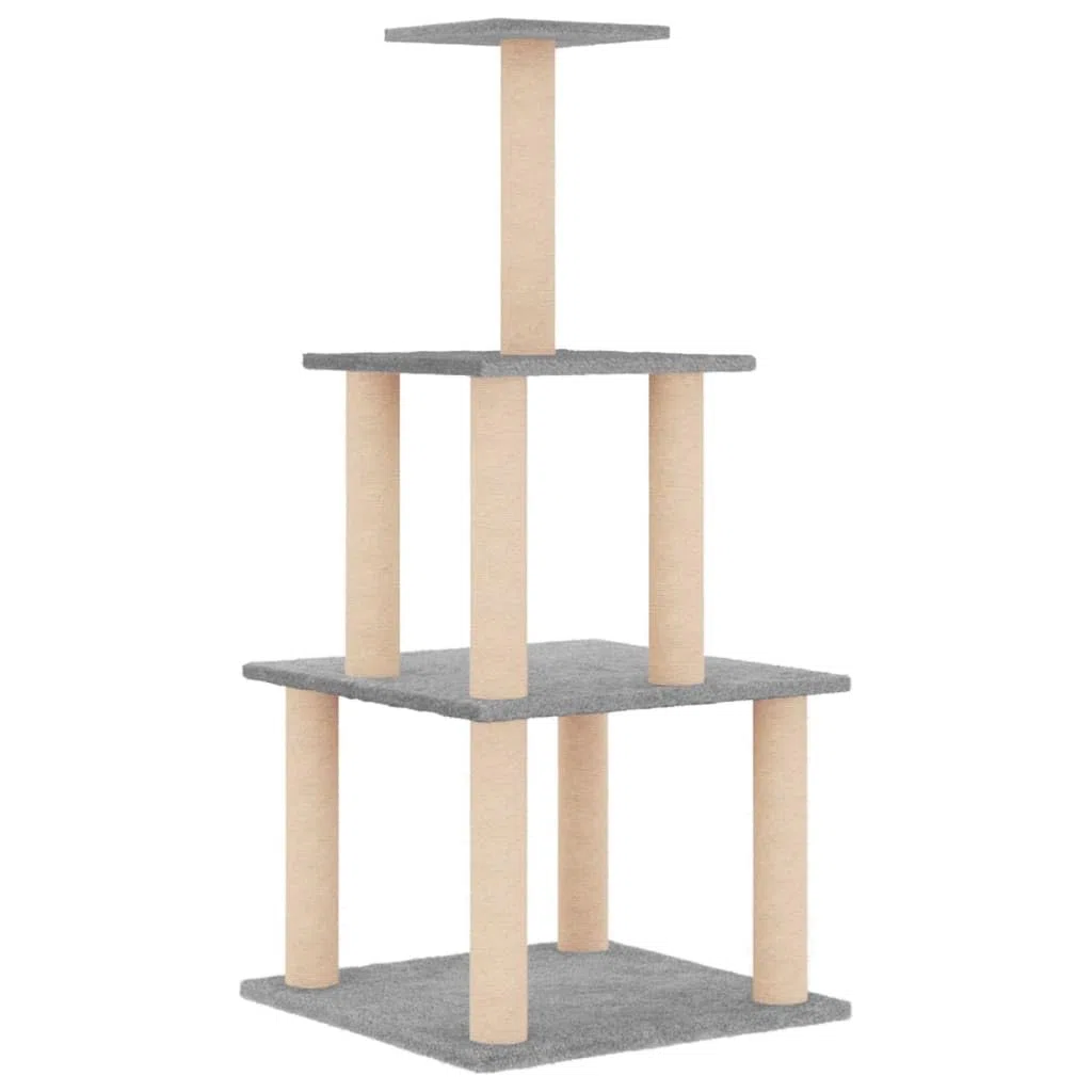 ShGaxin Rascador para Gatos con Postes de sisal Gris Claro 111 cm, Rascador Gato, Arbol Rascador para Gatos, Gatos Accesorios, Torre Gatos, Arranhador para Gatos, Casa para Gatos