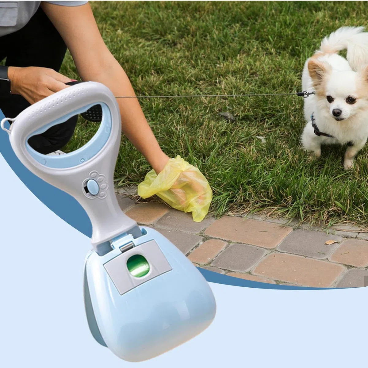 Pala para Arena de Gatos, Recogedor de Arena for Gatos con Bolsa Almacenamiento incorporada y Pala Mango ergonómico for Paseos Diarios
