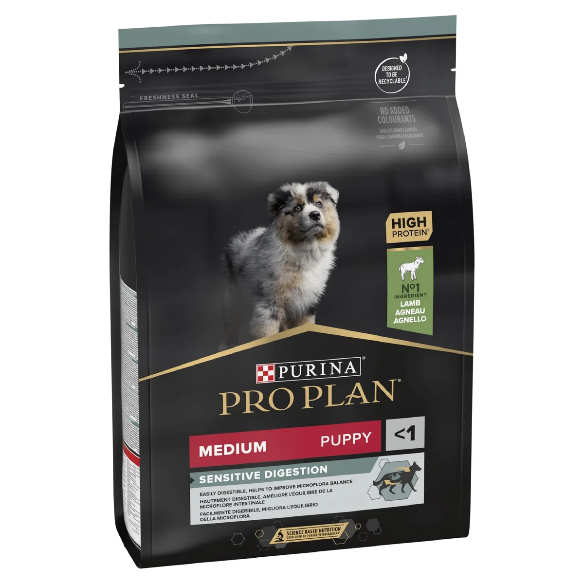 Pro Plan Purina Comida Seco para Cachorro Mediano con Digestión Sensible con Optidigest, Sabor Cordero - 3 Kg (Paquete de 2)