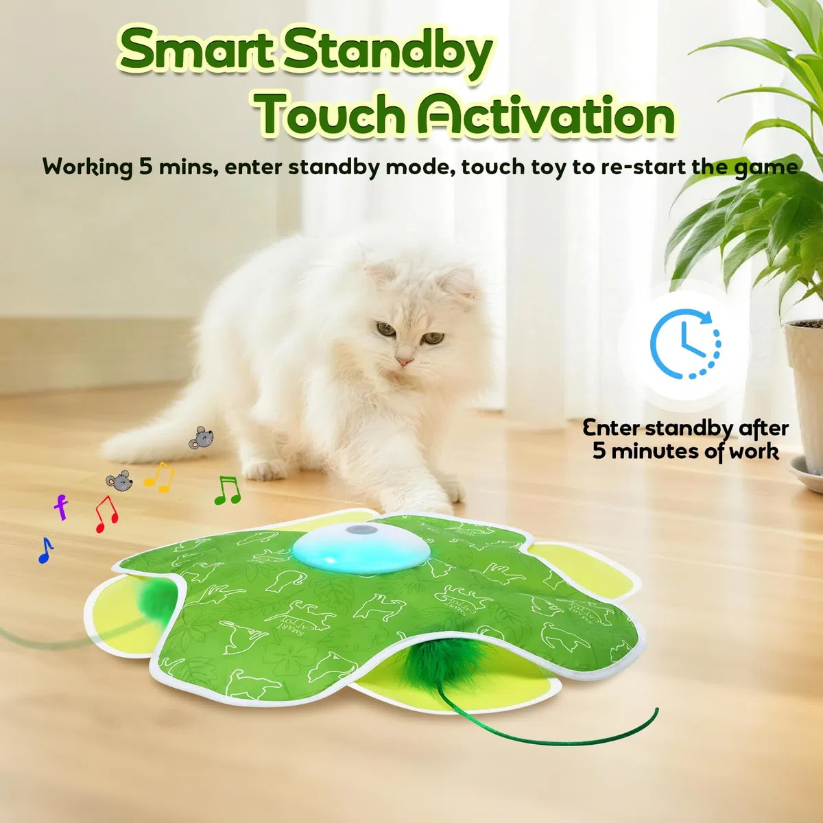 Saolife Juguetes interactivos para gatos recargables, activados por movimiento, plumas móviles, juguetes para gatos de interior