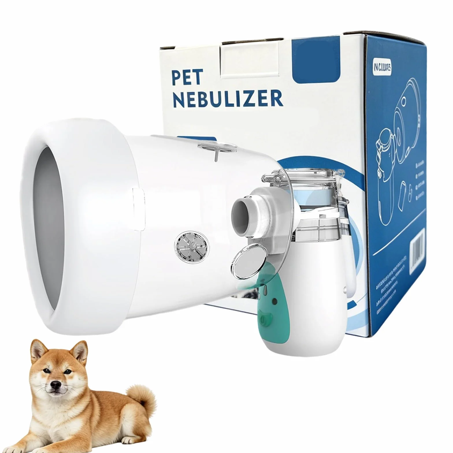 Nebulizador para Perros, nebulizador para Perros y mascarilla de inhalación, silencioso, Apto para Perros, Verde (M)