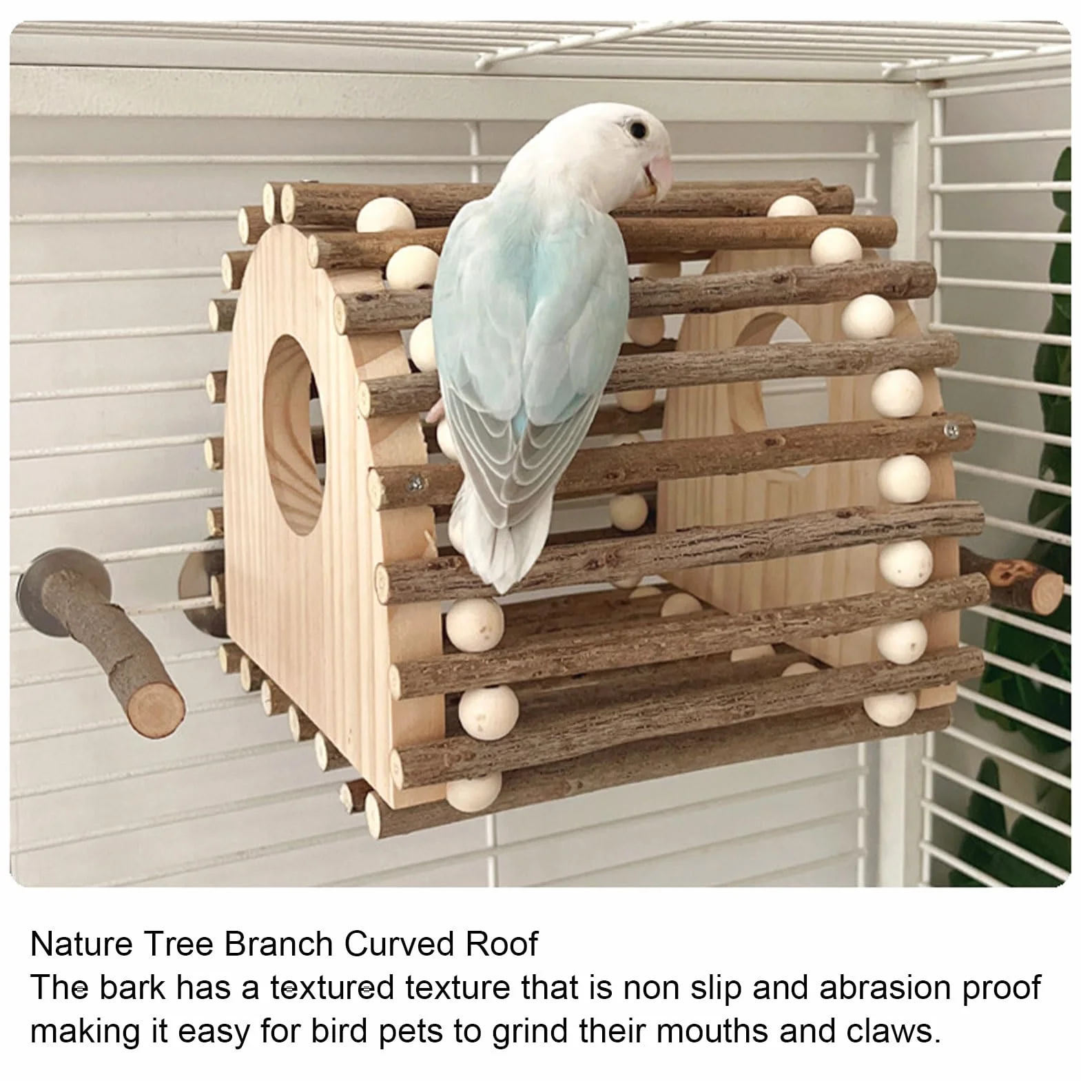 Topiky Innovador Juguete de Madera para Loros, Casa con Escalera de Escalada con Diseño de Doble Agujero para Juego Activo, para Entusiastas de Las Aves