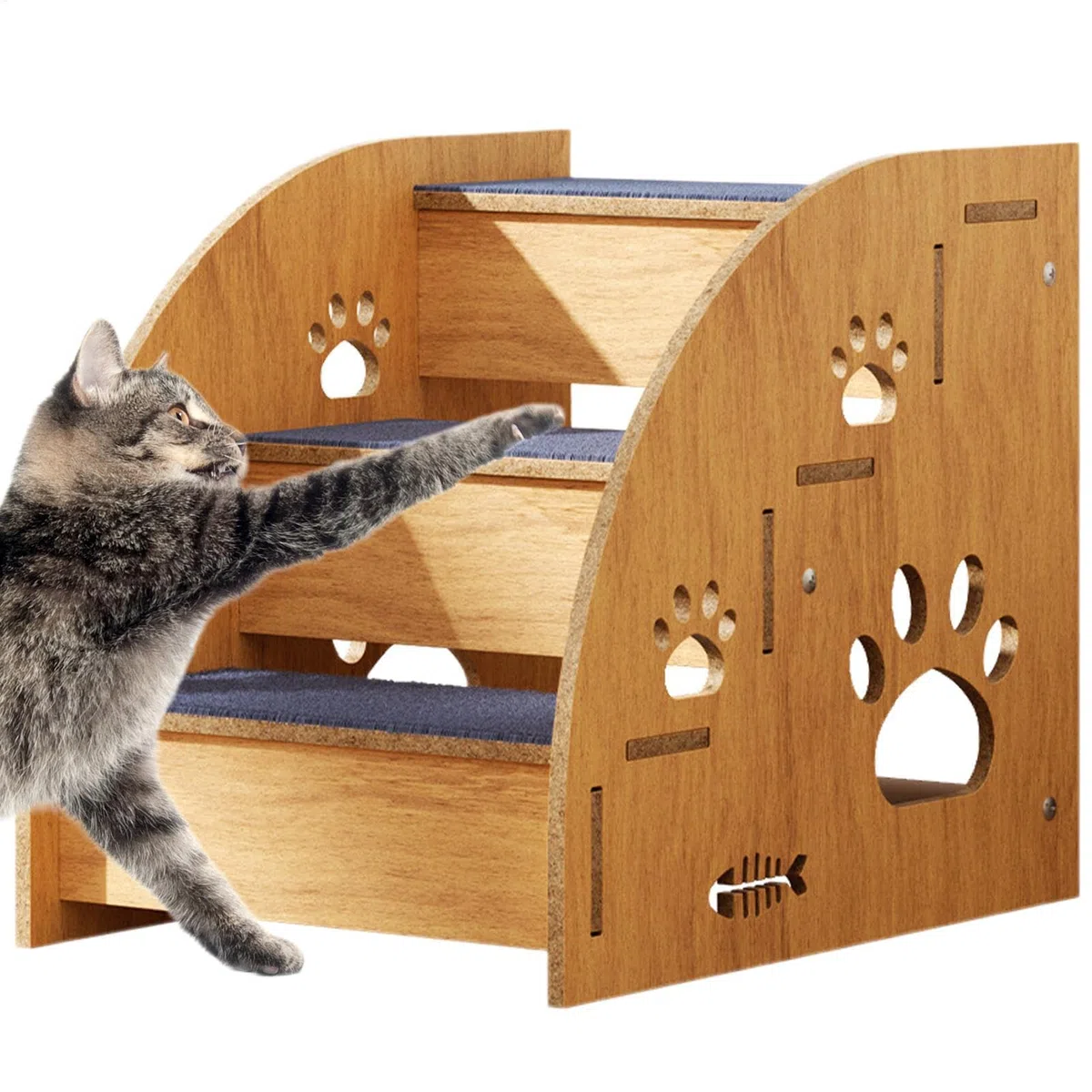 Escaleras de cama para perros – Escaleras para gatos interiores, escaleras antideslizantes de madera para mascotas | Escalones de cama alta para mascotas pequeñas, medianas y grandes, escalones