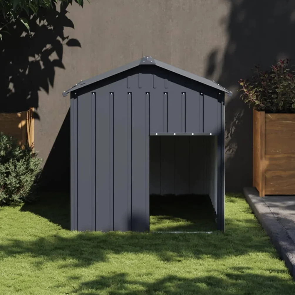 vidaXL Caseta Perros con tejado Acero galvanizado Gris 117x153x123 cm