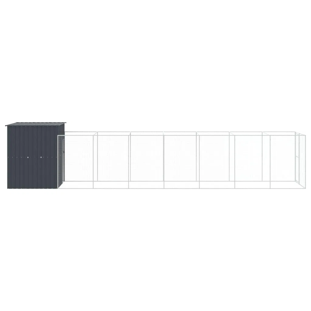 Mangloder Caseta para Perros con Caño Antracita de Acero Galvanizado 165x863x181cm con Techo y Diseño de Red para Exterior, Jardín y Protección Seguro para Perro y Cachorro