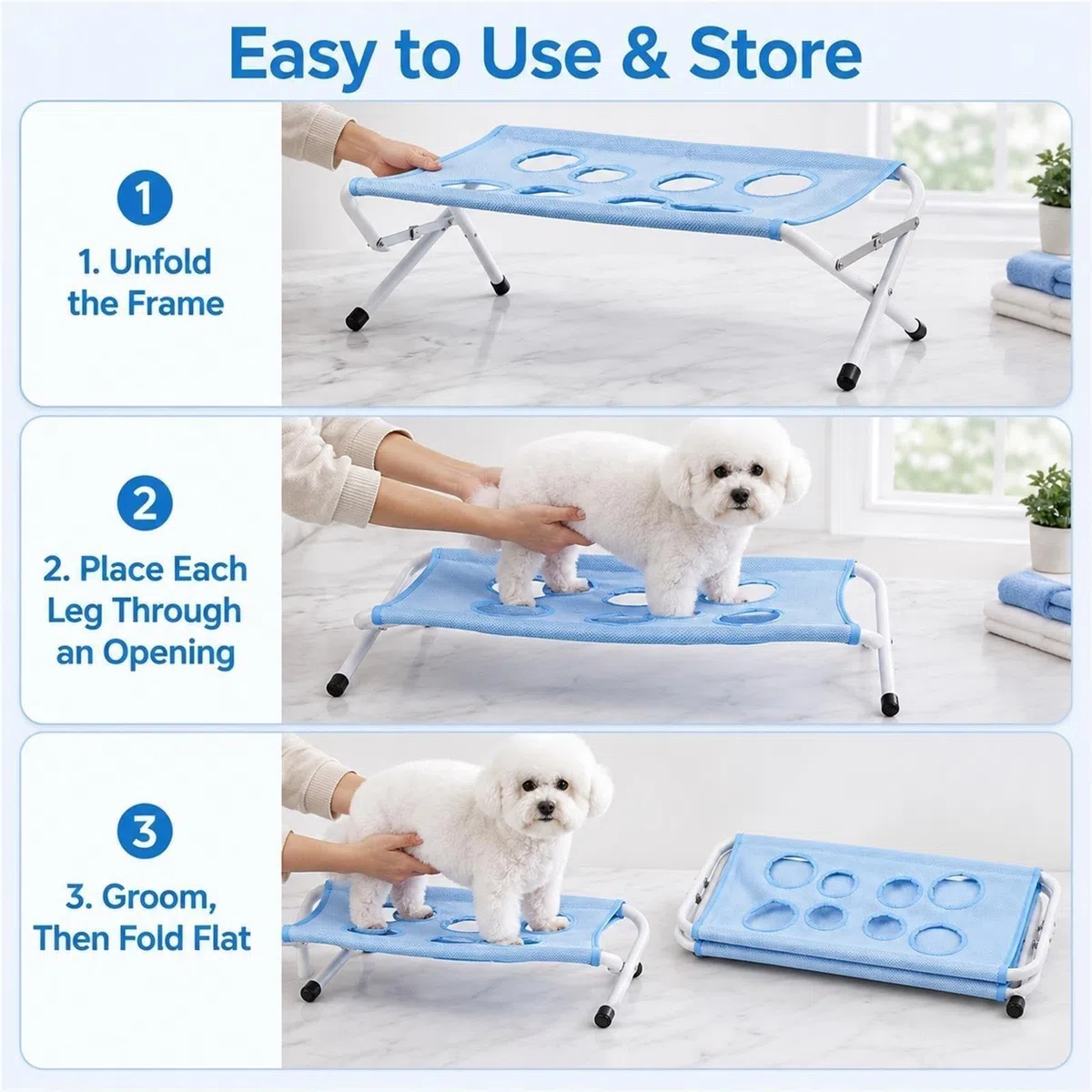 Soporte de Baño Plegable para Perros Mesa Peluquería Mascotas hasta 20kg
