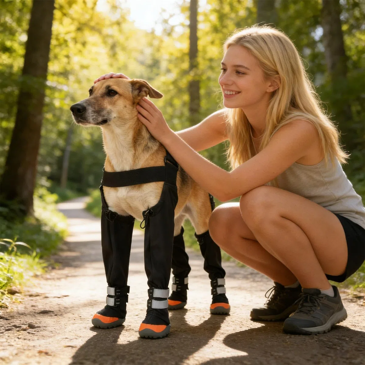 Dog Boots with Suspenders - Adjustable Waterproof Shoes