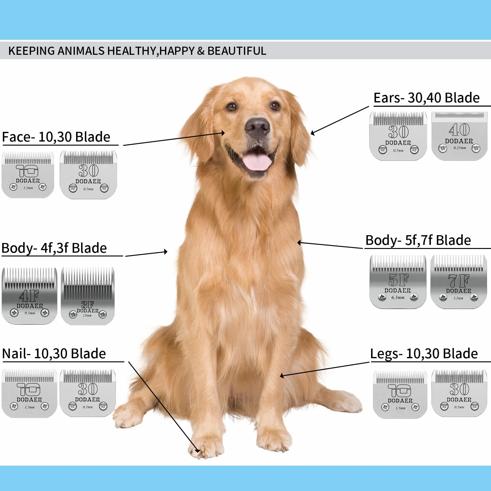 4F Cuchillas desmontables para perros,Compatible con Moser 45-50/Heiniger/Andis,Oster A5,Wahl KM10 Series,2 unidades Plateado