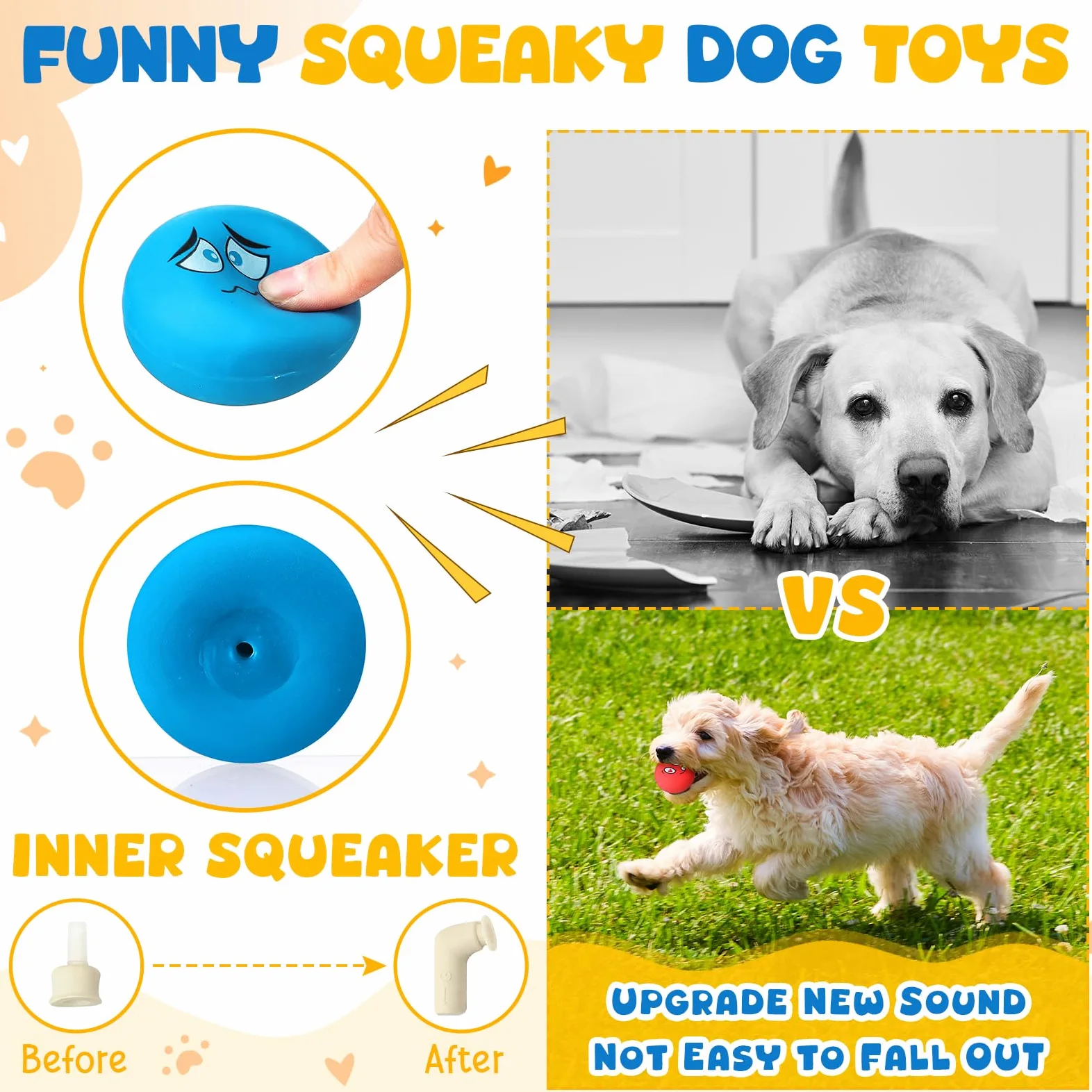 Hungdao 40 piezas de juguetes chirriantes para perros pequeños de goma de látex suaves bolas chirriantes a granel divertido cara chirriante juguetes interactivos para la dentición de cachorros perros
