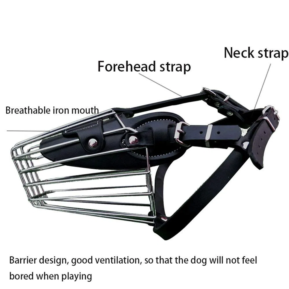 Bozal para Perros, Bozal de PU Engrosado for Perros medianos y Grandes, Resistente Duradero, antimordeduras ladridos