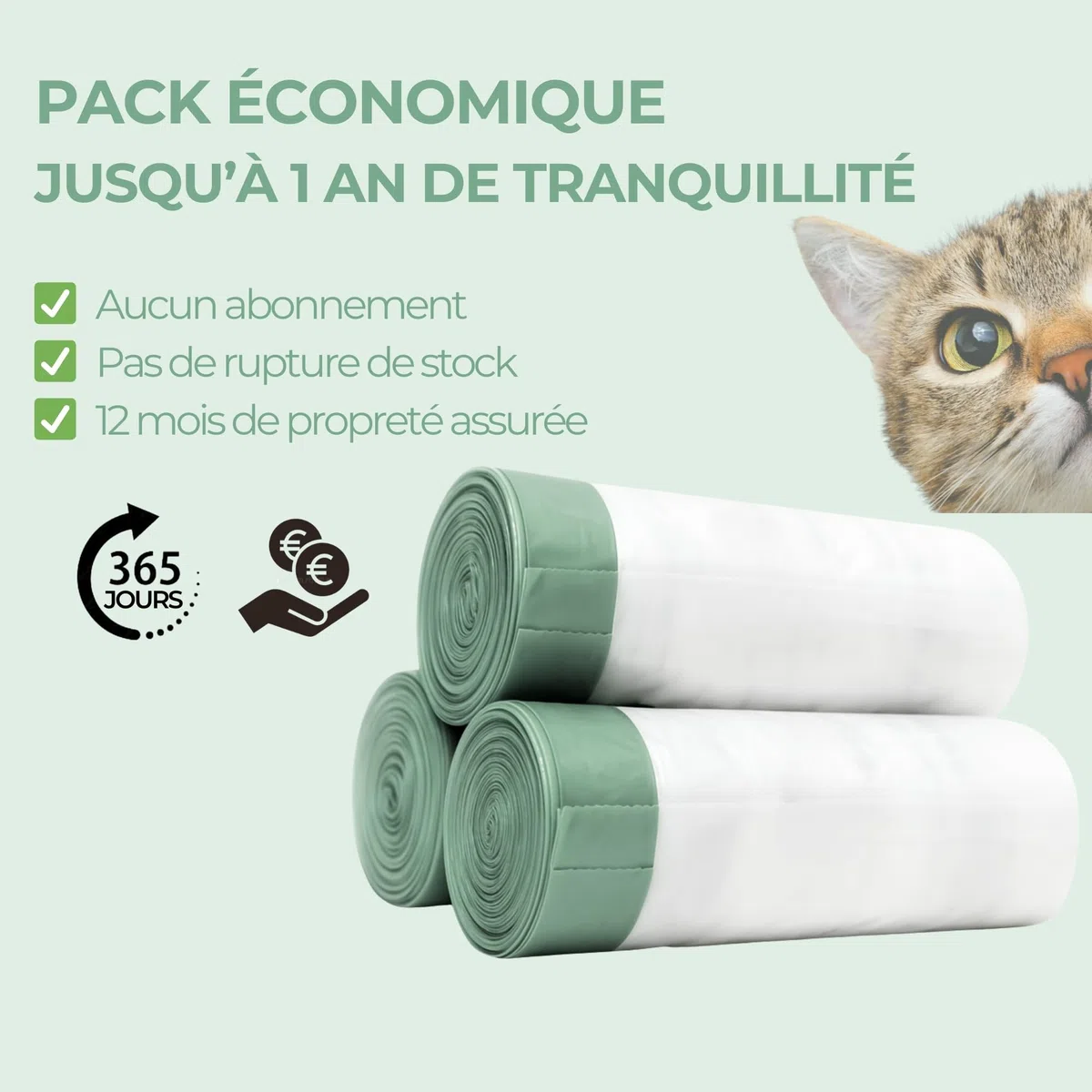 60 bolsas de arena para gatos con cordones extra grandes para protección de basura