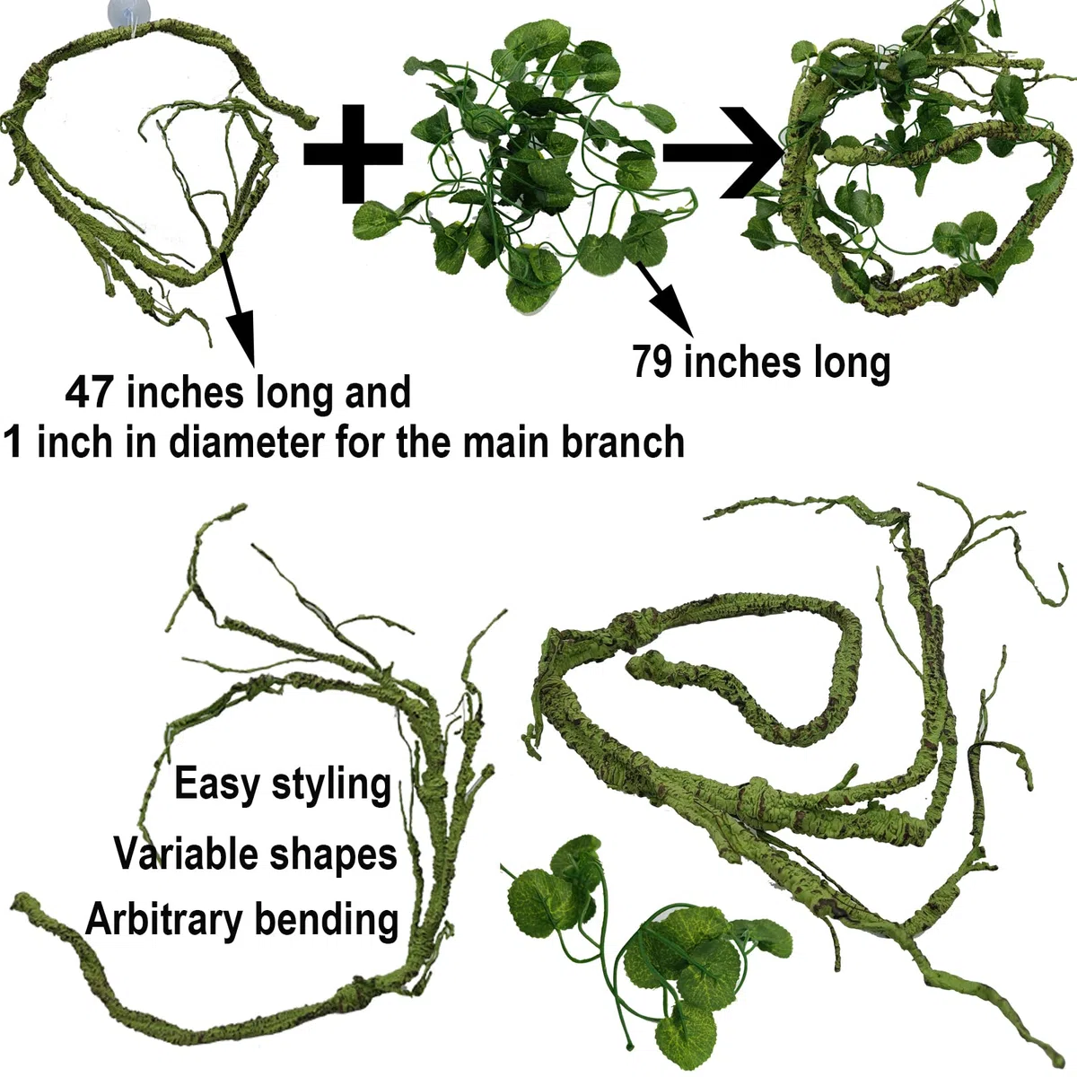 Plantas de reptiles para accesorios de tanque de dragón barbudo, planta de terrario, decoración artificial para jaula de serpiente, planta falsa para hábitat de leopardo geco, pitones de bola