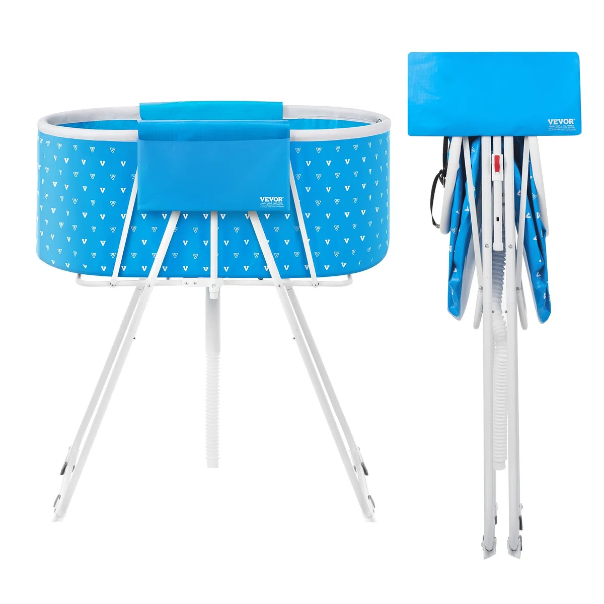 VEVOR Bañera Portátil para Perros, Elevada y Plegable, Que Ahorra Espacio Drenaje Rápido, para Lavar y Asear Perros y Gatos Pequeños y Medianos Interiores y Exteriores, Azul Claro, 850 x 470 x 980 mm