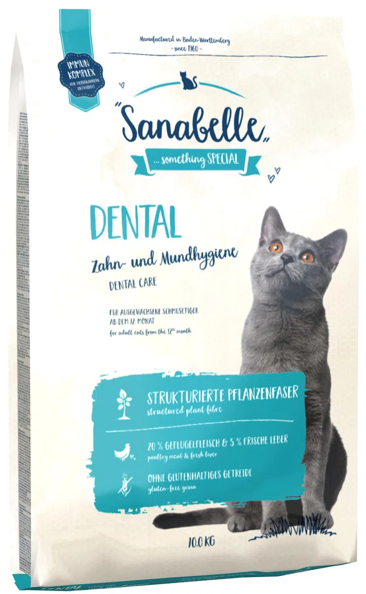 Sanabelle Dental | Comida seca para gatos adultos para la limpieza y el cuidado dental | 1 x 10 kg