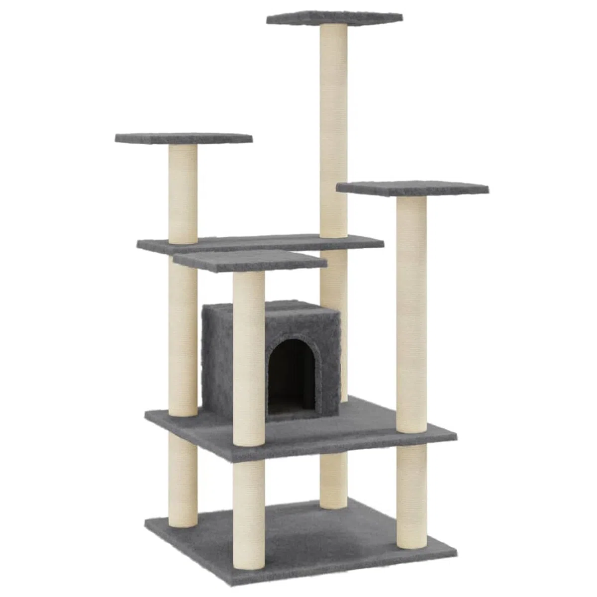 ShGaxin Rascador para Gatos con Postes de sisal, Arbol para Gatos, Gatos Accesorios, Arranhador para Gatos, Arbol Rascador Gatos, Gris Oscuro 110 cm