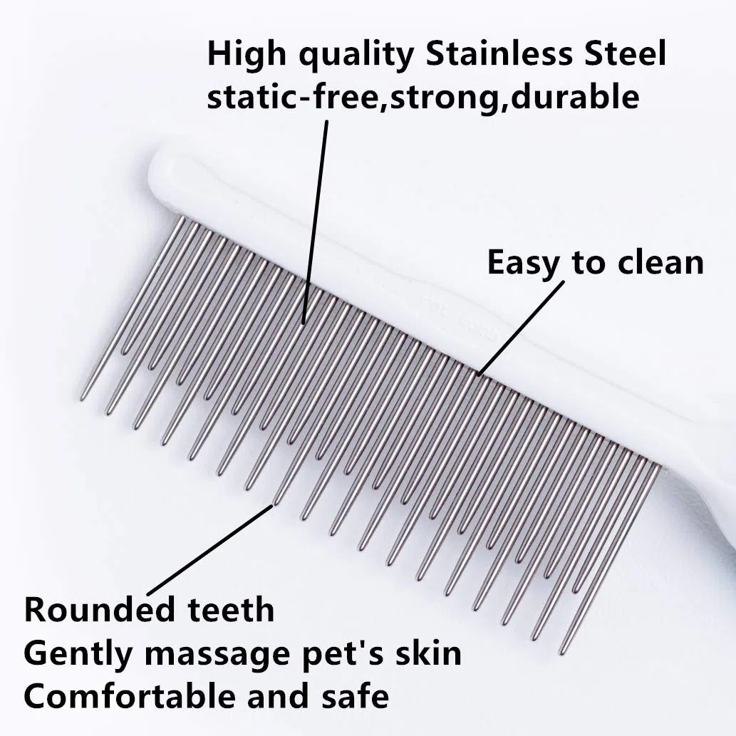 Piepea Peine para Mascotas, Peine de Dientes Largos y Cortos para Perros y Gatos, Peine de Pelo de Mascotas para el hogar, Elimina Nudos, esteras y enredos