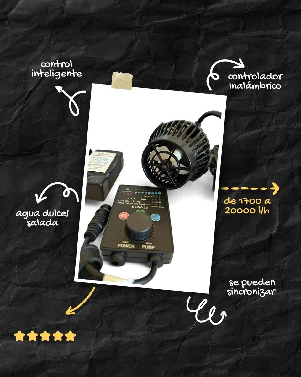Bomba de agua para acuario SOW-20 Jebao de circulación potente, silenciosa, controlable (de 1700 a 20000 l/h)