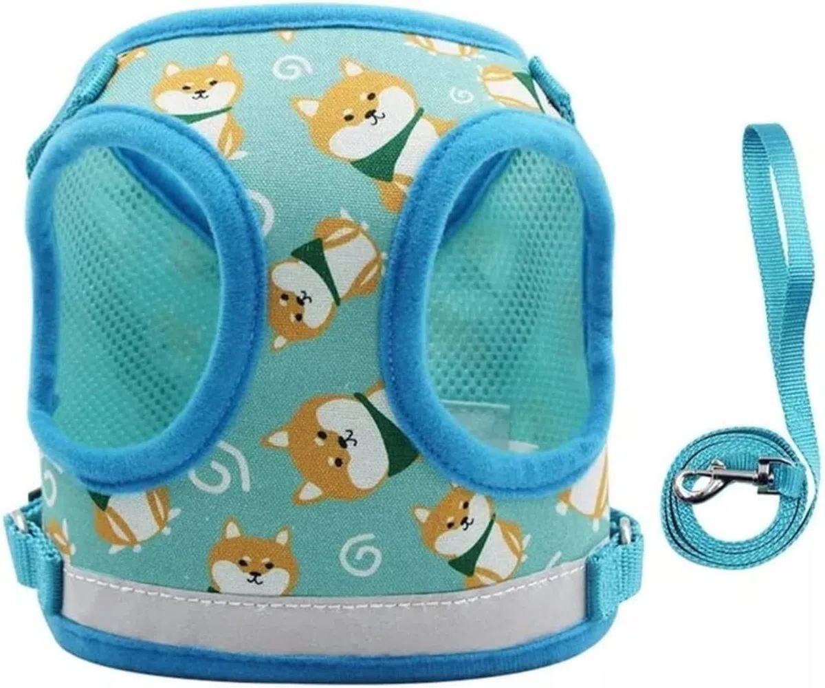 Correa Perro Correr Chaleco con Correa para El Pecho Cuerda De Tracción Reflectante para Mascotas Caminar Pequeño Y Collar para Perros Arnés Correas Plomo Antideslizantes Reforzada(Blue,24-27cm)