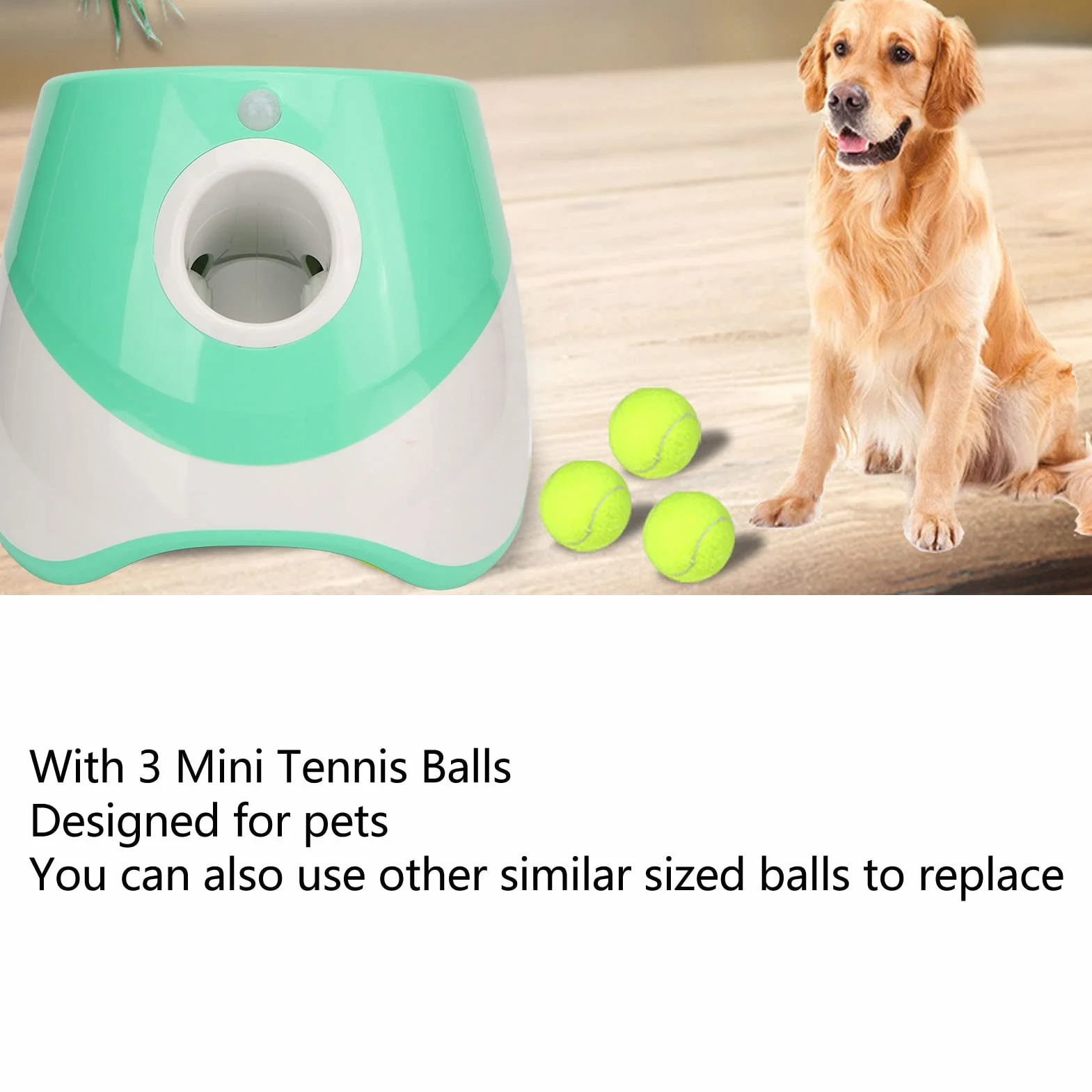 Fockety Lanzador Automático de Pelotas, Tres Modos Incorporado Batería Recargable 2200mAh 3 Mini Pelotas de Tenis Lanzador Automático de Pelotas de Plástico para Perros