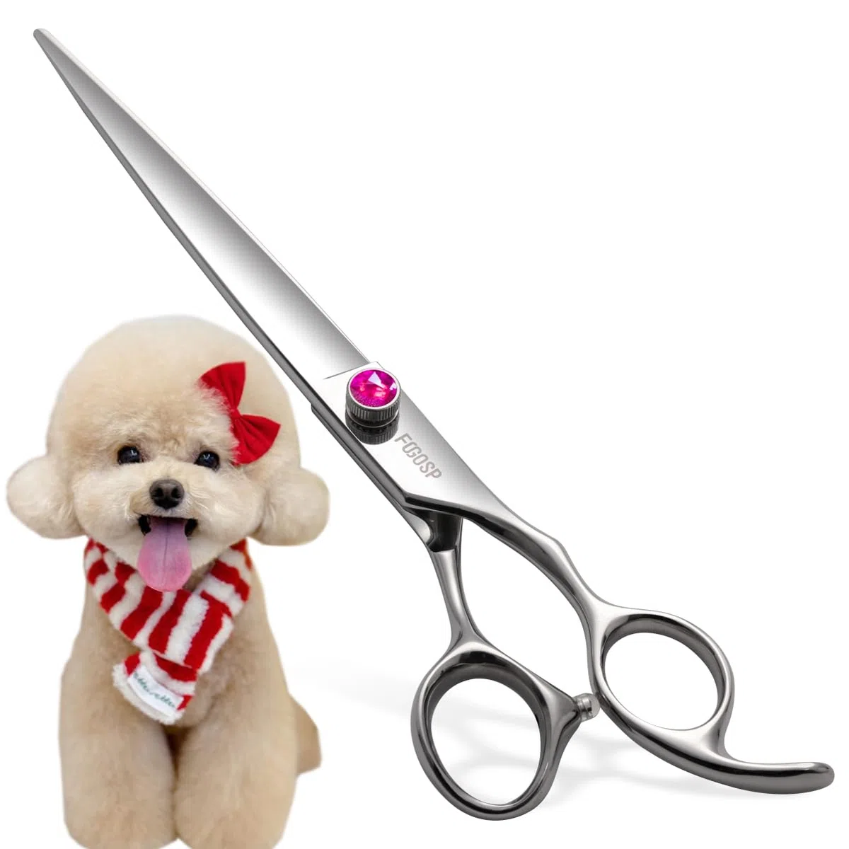 Tijeras rectas de aseo para perros de 7.0 pulgadas, tijeras profesionales para el aseo para mascotas, gatos, japonesas 440C, tijeras para perros pequeños, súper afiladas (7.0 pulgadas, recto)