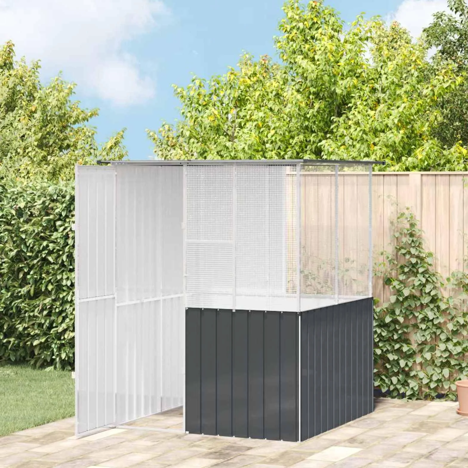 vidaXL Jaula para Aves Antracita 165 x 165 x 200 cm Acero Galvanizado, Jaula Rectangular para pájaros, Elegante, Segura y Amplia, Ideal para tu jardín y terraza, Aves