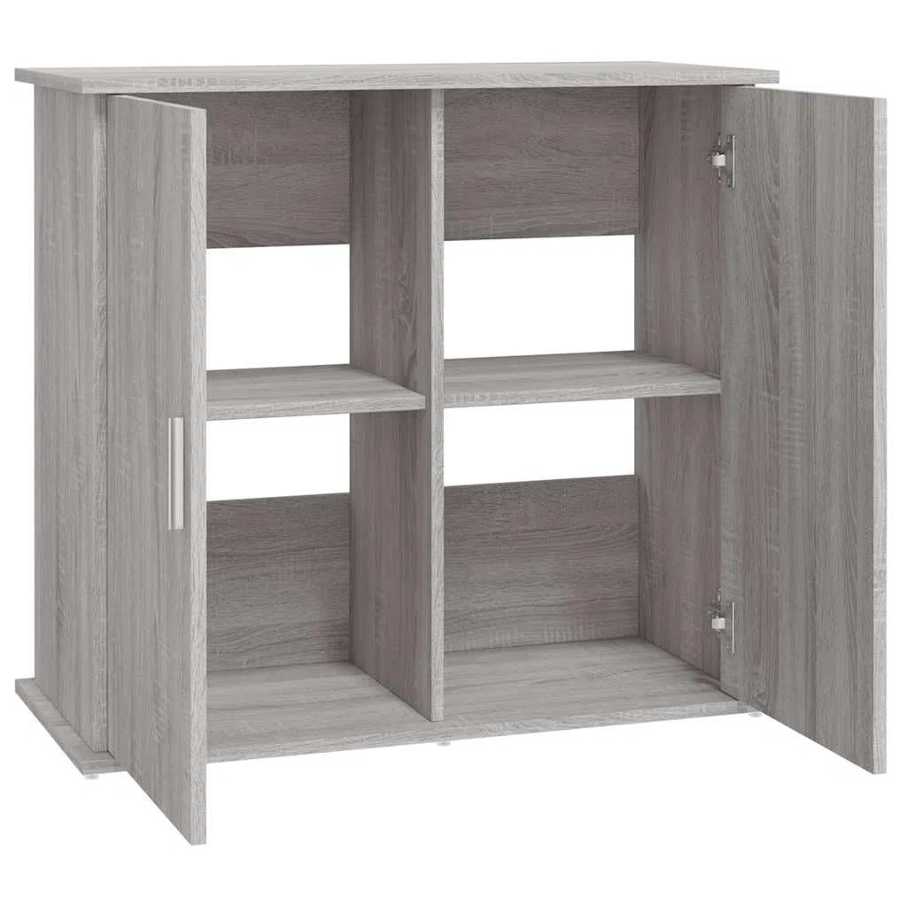 Soporte para acuario, color gris, de madera Sonoma, 81 x 36 x 73 cm, armario inferior estable con espacio de almacenamiento y puertas para accesorios de acuario, estantería, muebles, ideal